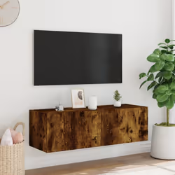 vidaXL TV Wall Cabinet with LED Lights Floating TV Unit TV Cabinet Smoked Oak - Additional view 5
