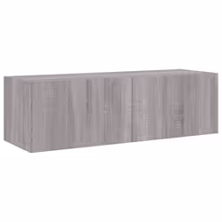 vidaXL TV Wall Cabinet with LED Lights Floating TV Unit TV Cabinet Grey Sonoma