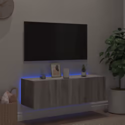 vidaXL TV Wall Cabinet with LED Lights Floating TV Unit TV Cabinet Grey Sonoma - Additional view 4