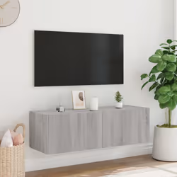 vidaXL TV Wall Cabinet with LED Lights Floating TV Unit TV Cabinet Grey Sonoma - Additional view 5
