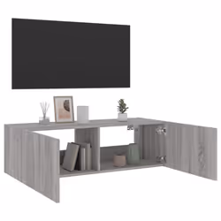 vidaXL TV Wall Cabinet with LED Lights Floating TV Unit TV Cabinet Grey Sonoma - Additional view 7