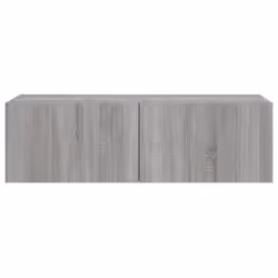 vidaXL TV Wall Cabinet with LED Lights Floating TV Unit TV Cabinet Grey Sonoma - Additional view 9