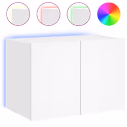 vidaXL TV Wall Cabinet with LED Lights Floating Wall Mounted TV Cabinet White
