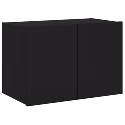 vidaXL TV Wall Cabinet with LED Lights Floating Wall Mounted TV Cabinet Black