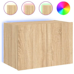 vidaXL TV Wall Cabinet with LED Lights Floating TV Unit TV Cabinet Sonoma Oak