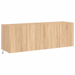 vidaXL TV Wall Cabinets with LED Lights Floating TV Unit 2 pcs Sonoma Oak