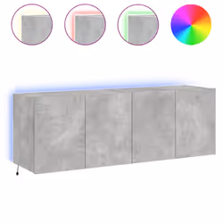 vidaXL TV Wall Cabinets with LED Lights Floating TV Unit 2 pcs Concrete Grey