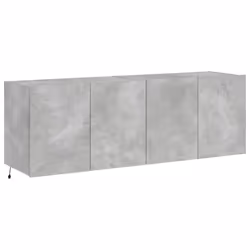 vidaXL TV Wall Cabinets with LED Lights Floating TV Unit 2 pcs Concrete Grey