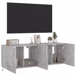 vidaXL TV Wall Cabinets with LED Lights Floating TV Unit 2 pcs Concrete Grey - Additional view 5