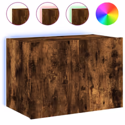 vidaXL TV Wall Cabinet with LED Lights Floating TV Unit TV Cabinet Smoked Oak