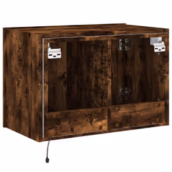 vidaXL TV Wall Cabinet with LED Lights Floating TV Unit TV Cabinet Smoked Oak - Additional view 10