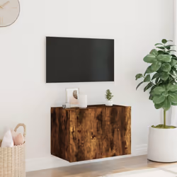 vidaXL TV Wall Cabinet with LED Lights Floating TV Unit TV Cabinet Smoked Oak - Additional view 4