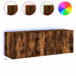 vidaXL TV Wall Cabinets with LED Lights Floating TV Unit 2 pcs Smoked Oak