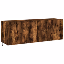 vidaXL TV Wall Cabinets with LED Lights Floating TV Unit 2 pcs Smoked Oak