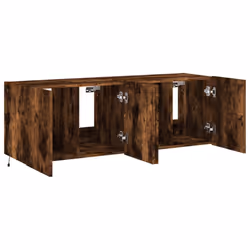 vidaXL TV Wall Cabinets with LED Lights Floating TV Unit 2 pcs Smoked Oak - Additional view 6