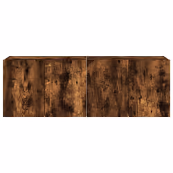 vidaXL TV Wall Cabinets with LED Lights Floating TV Unit 2 pcs Smoked Oak - Additional view 7