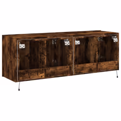 vidaXL TV Wall Cabinets with LED Lights Floating TV Unit 2 pcs Smoked Oak - Additional view 9