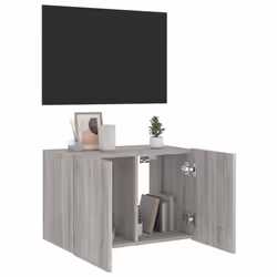 vidaXL TV Wall Cabinet with LED Lights Floating TV Unit TV Cabinet Grey Sonoma - Additional view 5