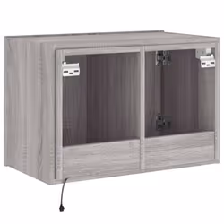 vidaXL TV Wall Cabinet with LED Lights Floating TV Unit TV Cabinet Grey Sonoma - Additional view 9