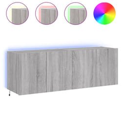vidaXL TV Wall Cabinets with LED Lights Floating TV Unit 2 pcs Grey Sonoma