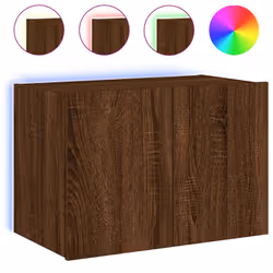 vidaXL TV Wall Cabinet with LED Lights Floating TV Unit TV Cabinet Brown Oak