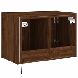 vidaXL TV Wall Cabinet with LED Lights Floating TV Unit TV Cabinet Brown Oak - Additional view 10