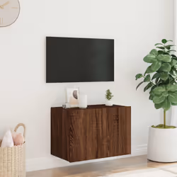 vidaXL TV Wall Cabinet with LED Lights Floating TV Unit TV Cabinet Brown Oak - Additional view 4