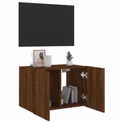 vidaXL TV Wall Cabinet with LED Lights Floating TV Unit TV Cabinet Brown Oak - Additional view 6