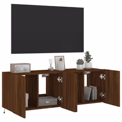 vidaXL TV Wall Cabinets with LED Lights Wall Mounted TV Units 2 pcs Brown Oak - Additional view 5
