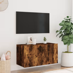 vidaXL TV Wall Cabinet with LED Lights Floating TV Unit TV Cabinet Smoked Oak - Additional view 4