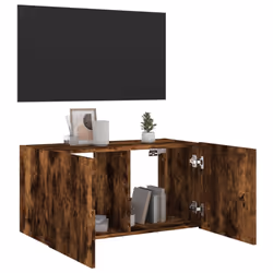 vidaXL TV Wall Cabinet with LED Lights Floating TV Unit TV Cabinet Smoked Oak - Additional view 6