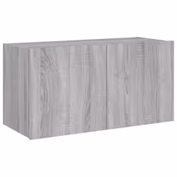 vidaXL TV Wall Cabinet with LED Lights Floating TV Unit TV Cabinet Grey Sonoma