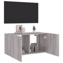 vidaXL TV Wall Cabinet with LED Lights Floating TV Unit TV Cabinet Grey Sonoma - Additional view 6