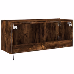 vidaXL TV Wall Cabinet with LED Lights Floating TV Unit TV Cabinet Smoked Oak - Additional view 10
