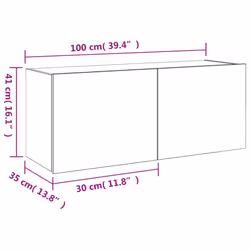 vidaXL TV Wall Cabinet with LED Lights Floating TV Unit TV Cabinet Smoked Oak