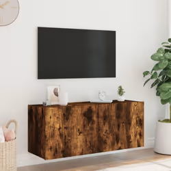 vidaXL TV Wall Cabinet with LED Lights Floating TV Unit TV Cabinet Smoked Oak - Additional view 4