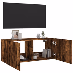 vidaXL TV Wall Cabinet with LED Lights Floating TV Unit TV Cabinet Smoked Oak - Additional view 6