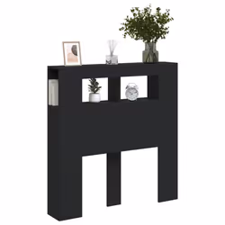 vidaXL LED Headboard Bed Header Bedroom Storage Bed Headboard Engineered Wood - black, 100 x 103.5 cm - Additional view 4