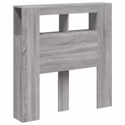 vidaXL LED Headboard Bed Header Bedroom Storage Bed Headboard Engineered Wood - grey sonoma, 100 x 103.5 cm - Additional view 2