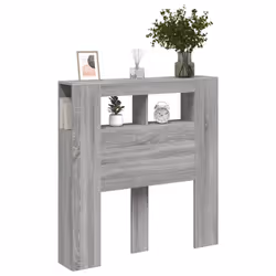 vidaXL LED Headboard Bed Header Bedroom Storage Bed Headboard Engineered Wood - grey sonoma, 100 x 103.5 cm - Additional view 4