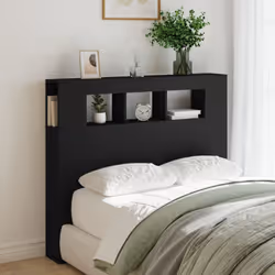 vidaXL LED Headboard Bed Header Bedroom Storage Bed Headboard Engineered Wood - black, 120 x 103.5 cm