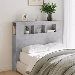 vidaXL LED Headboard Bed Header Bedroom Storage Bed Headboard Engineered Wood - concrete grey, 120 x 103.5 cm - Additional view 2