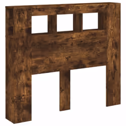 vidaXL LED Headboard Bed Header Bedroom Storage Bed Headboard Engineered Wood - smoked oak, 120 x 103.5 cm - Additional view 3