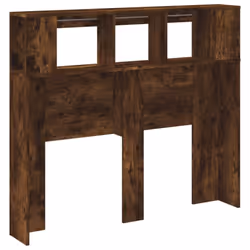 vidaXL LED Headboard Bed Header Bedroom Storage Bed Headboard Engineered Wood - smoked oak, 120 x 103.5 cm - Additional view 6