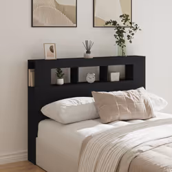 vidaXL LED Headboard Bed Header Bedroom Storage Bed Headboard Engineered Wood - black, 140 x 103.5 cm