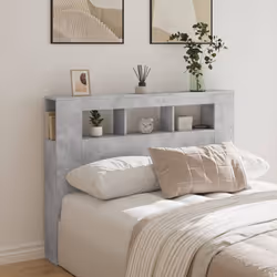 vidaXL LED Headboard Bed Header Bedroom Storage Bed Headboard Engineered Wood - concrete grey, 140 x 103.5 cm - Additional view 2