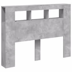 vidaXL LED Headboard Bed Header Bedroom Storage Bed Headboard Engineered Wood - concrete grey, 140 x 103.5 cm - Additional view 4