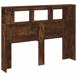 vidaXL LED Headboard Bed Header Bedroom Storage Bed Headboard Engineered Wood - smoked oak, 140 x 103.5 cm - Additional view 7