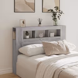 vidaXL LED Headboard Bed Header Bedroom Storage Bed Headboard Engineered Wood - grey sonoma, 140 x 103.5 cm - Additional view 2