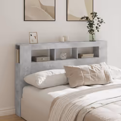 vidaXL LED Headboard Bed Header Bedroom Storage Bed Headboard Engineered Wood - concrete grey, 160 x 18.5 x 103.5 cm - Additional view 2